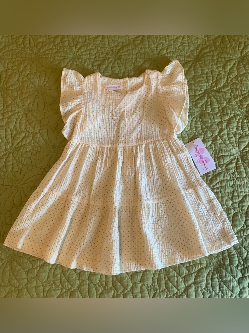 NEW Bonnie Jean cream gauze tiered dress